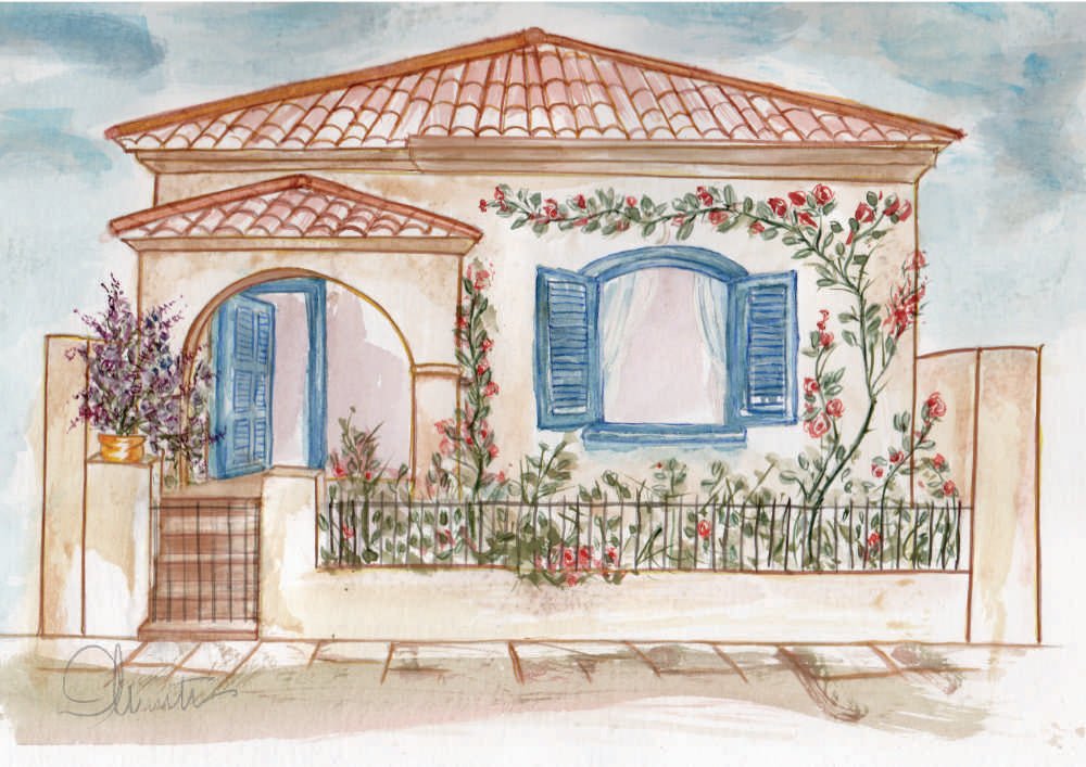 Print Aquarela Casinha de Vó
